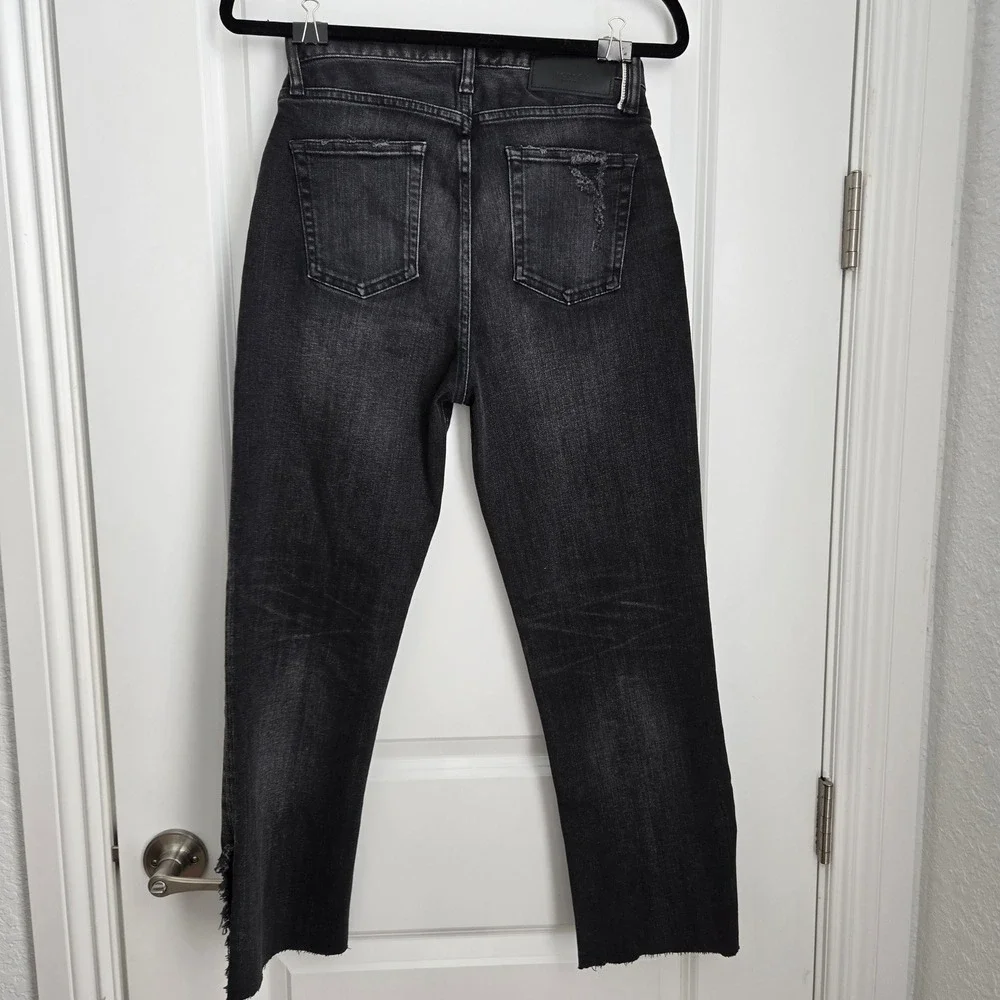 MOUSSY‎ VINTAGE jeans Alhambra Flare-Hi Jeans black crop split side hem Size 27